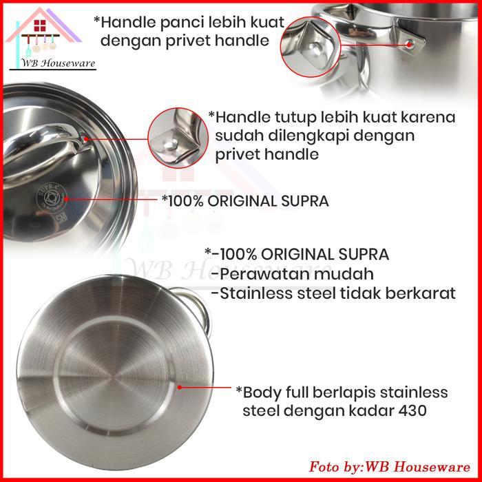 Supra steamer 4 in 1 + tutup stainless / panci stockpot kukus besar + sarangan 8/12/16/20QT