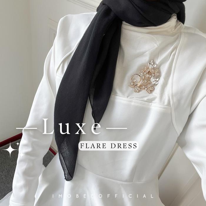 LUXE FLARE DRESS // GAMIS DRESS THICK SCUBA PREMIUM LEBARAN EID VIRAL