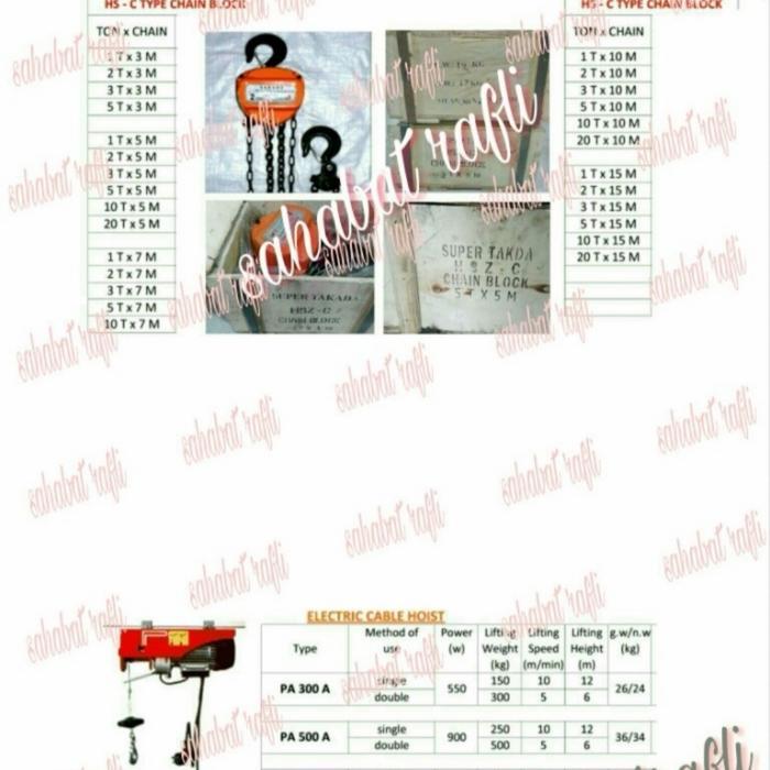 super takada chain block 10ton x 15mtr