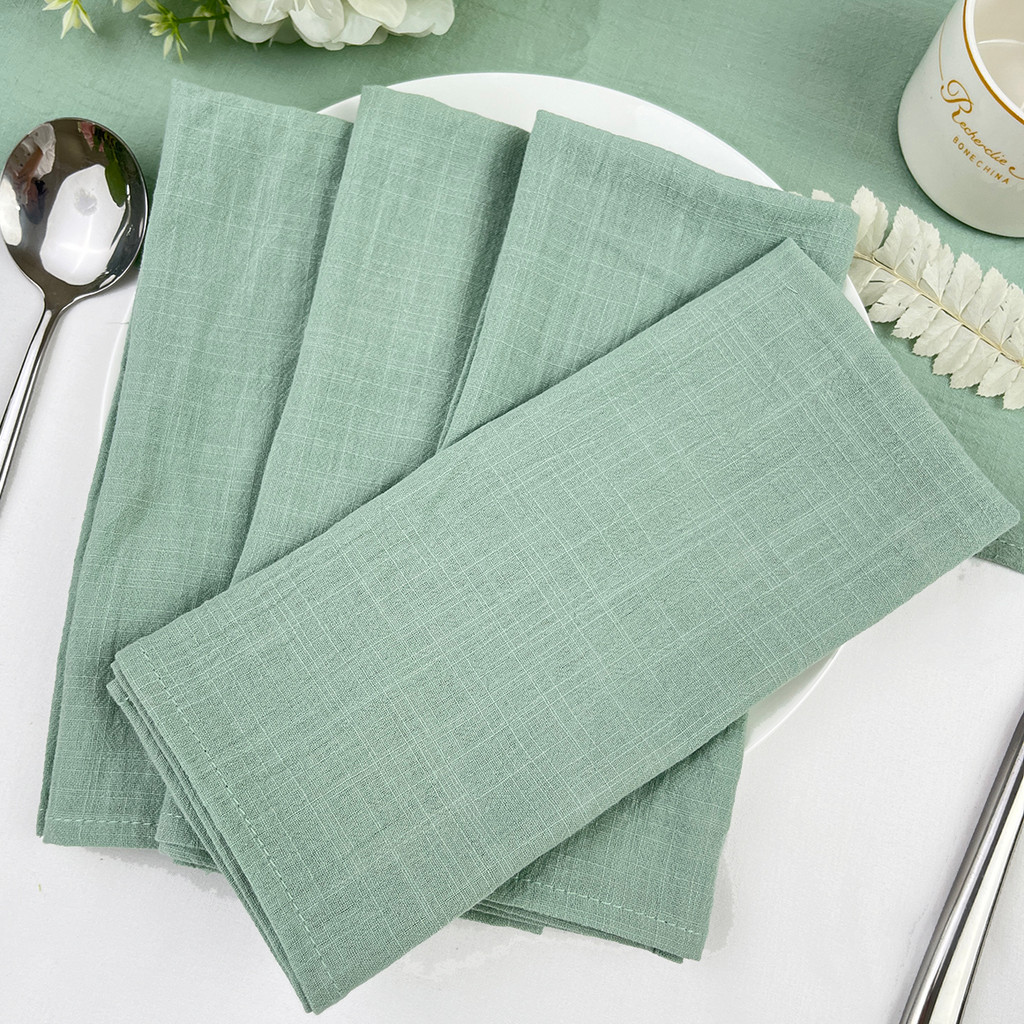 Sage Green Pabrik Grosir Melayani Kain Serbet Kain Katun Serbet Kasa Meja Handuk Set untuk Dekorasi 