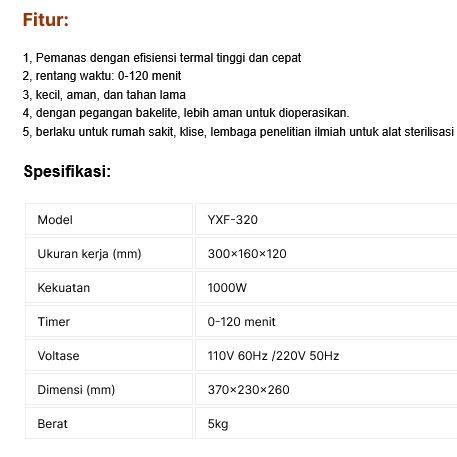 ALAT STERIL ALAT-ALAT LABORATORIUM / ALAT MEDIS, KLINIK SUNNYMED STERILISATOR BASAH YXF-320 DENGAN