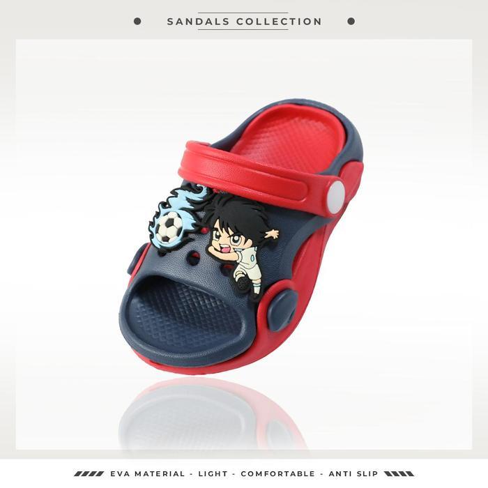 Sandal Anak Laki-Laki Model Slop Tali Belakang Sandal Karet Jelly Captain Tsubatsa Sandal Daily Anti