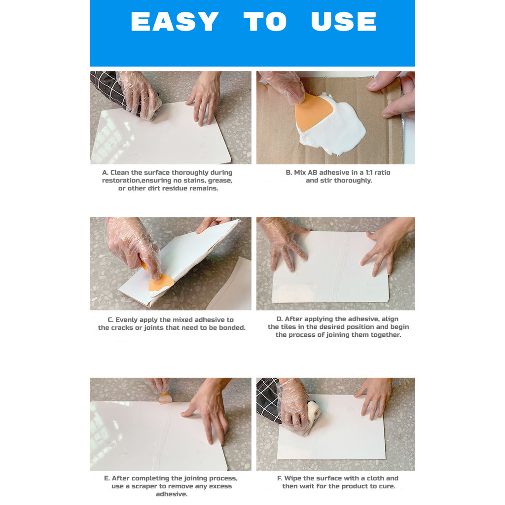 Tile Repair Agent Kit Paste Tile Ceramic Porcelain Repair Marble Floor Toilet Washbasin Crack Damage