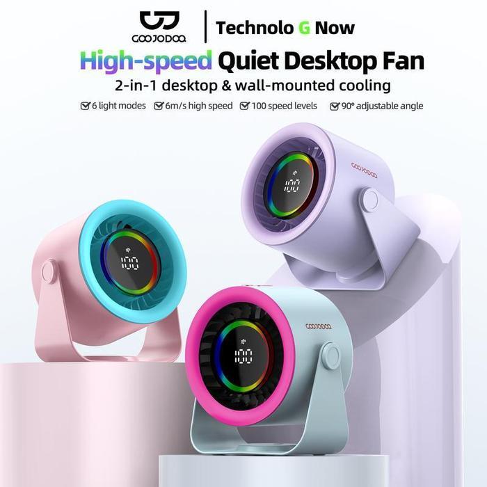 PROMO GOOJODOQ GFS008 High-speed Desktop Turbine Circulating Fan Kipas Angin Kipas Dinding Digital