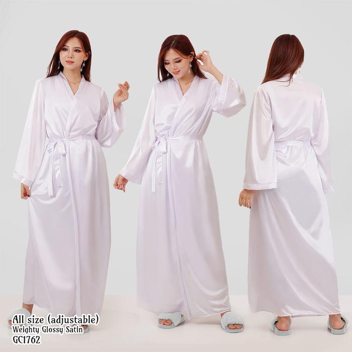 Folva Kimono Baju Tidur Panjang Satin Robe All Size Terbaik