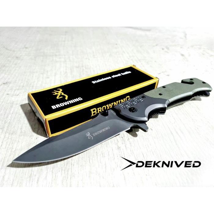 terlaris, best seller Pisau Lipat Survival Browning Tactical Knife Made In USA " Deknived " 100% ori