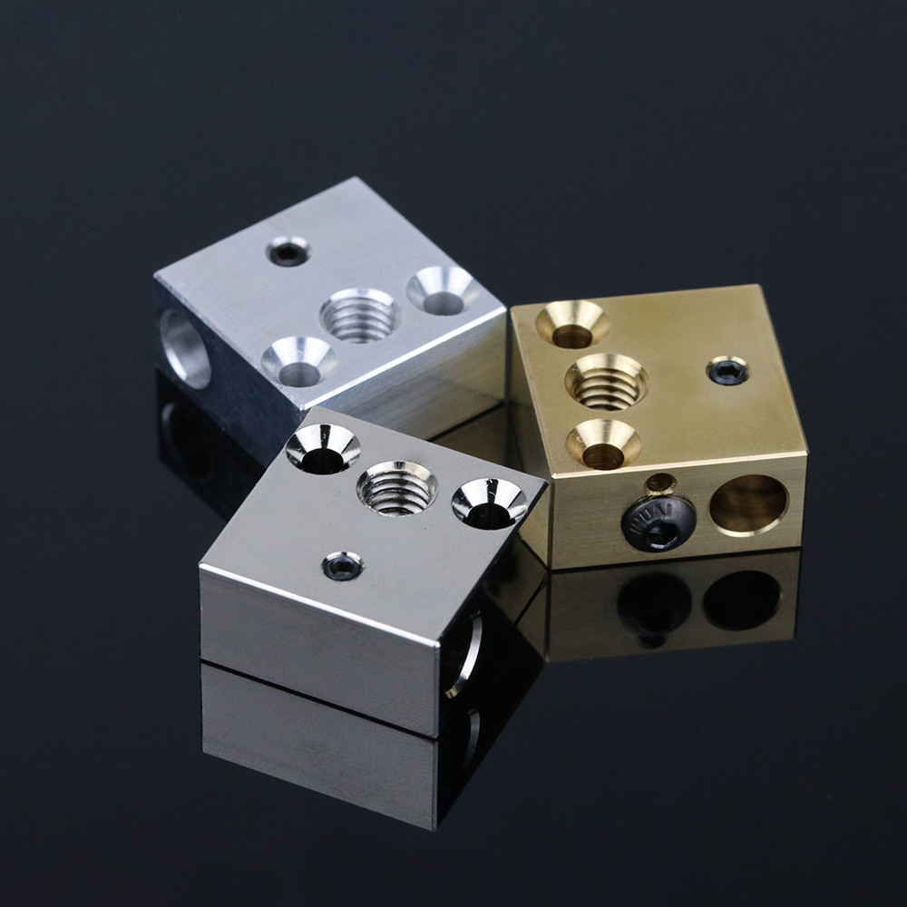 Ender 3 Heated Block Aluminum/Brass/Plated Copper CR10/Ender 3V2/Ender5 Heated Block Bi-Metal Throat