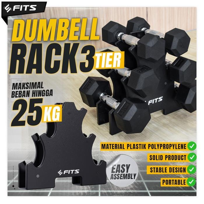 FITS DUMBELL RACK 3 TIER - RAK BARBELL GYM STAND PENYIMPANAN