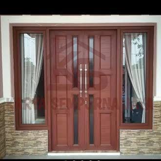 Paket Lengkap Pintu Depan Kusen Gandeng + Pintu + Jendela + Loster