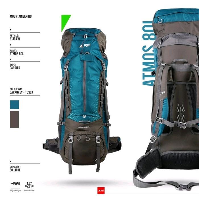 JTTOP" TAS GUNUNG ORIGINAL AREI ATMOS 80L DAPAT RAINCOVER AREI OUTDOORGEAR