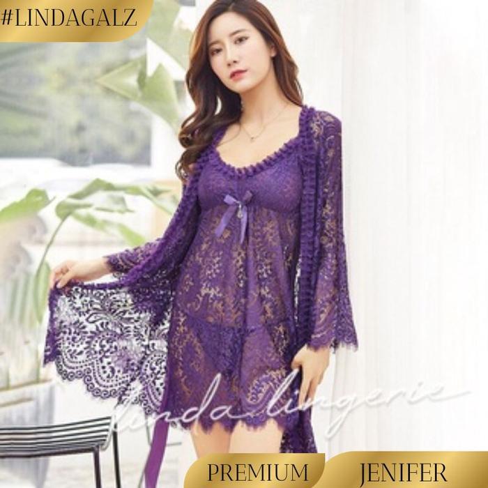 LindaGalz JENIFER Pakaian Tidur Wanita 1226 Lingerie Dress Kimono Set Dewasa Piyama Pakaian Dinas