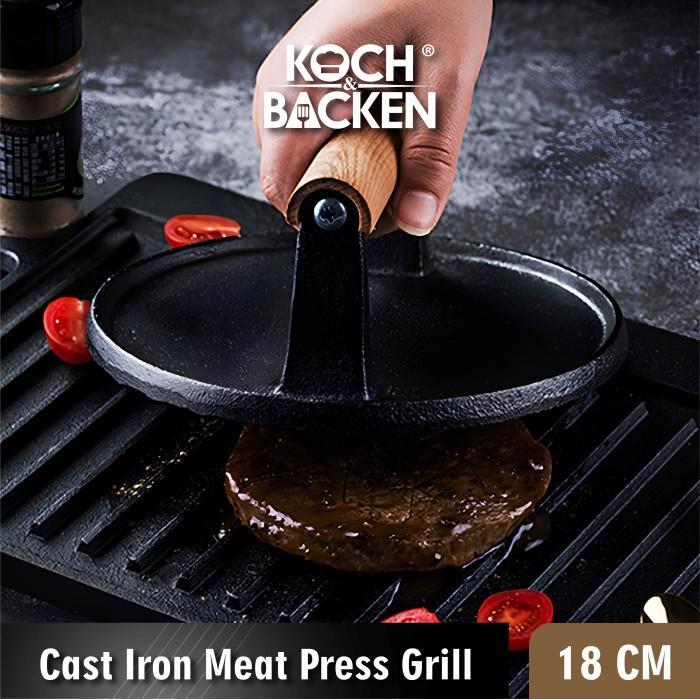 KOCH&BACKEN Cast Iron Meat Press Grill Alat Cetak Daging Burger