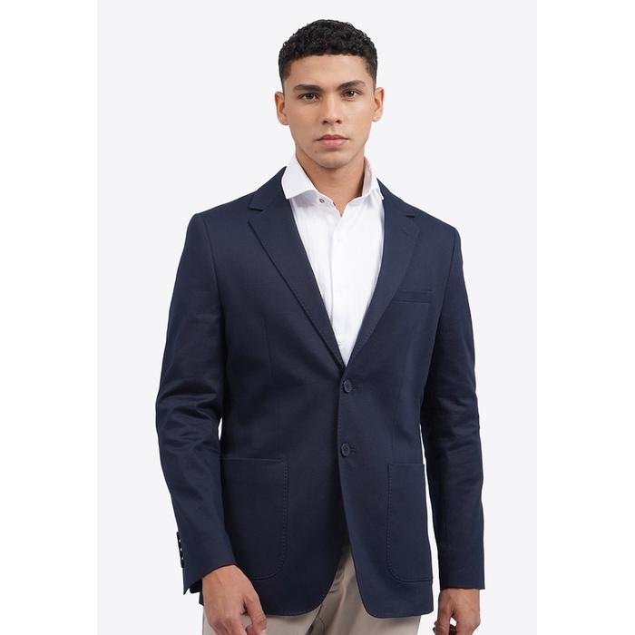 WOOD TEXTURED LONG SLEEVE BLAZER 2-BZILXC125F094 NAVY