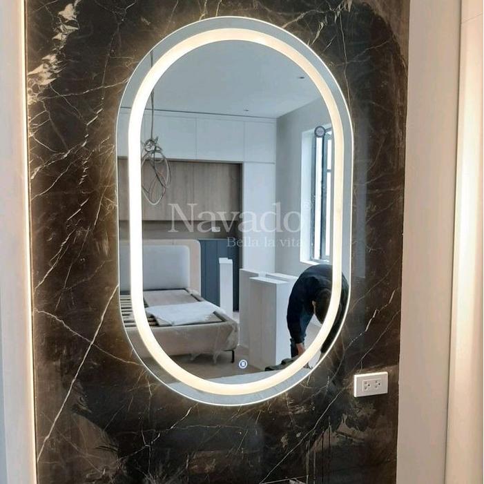 Kaca cermin Touchscreen Led 3 warna cermin tempel dinding wastafel kamar mandi