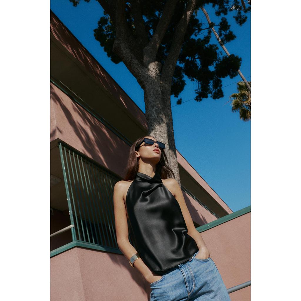 ZARA TOP HALTER SATIN TOP KERAH HALTER DENGAN BELAKANG TERBUKA