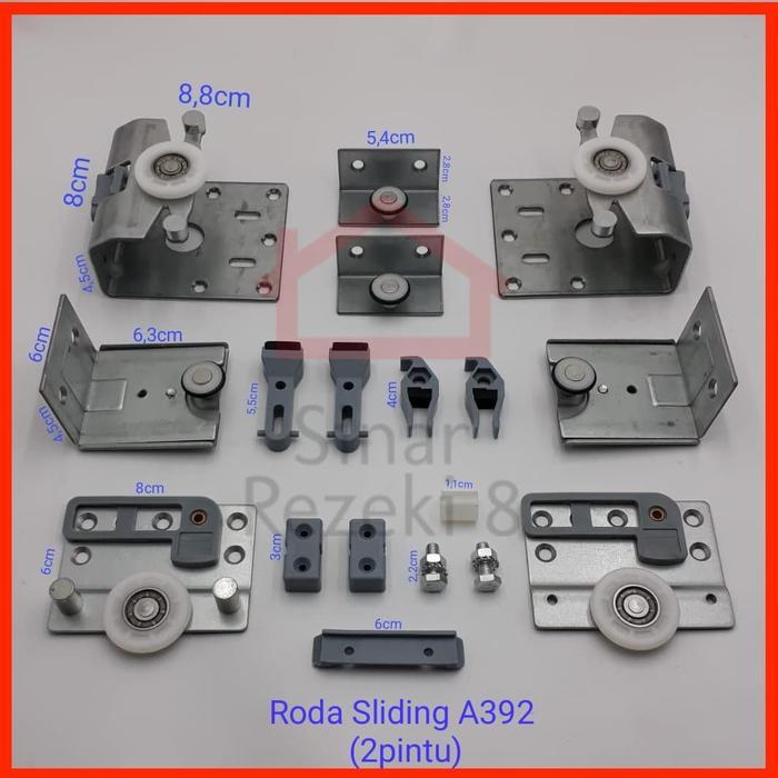Premium Roda Rel Pintu Lemari Sliding Geser 2 Pintu A392 Original