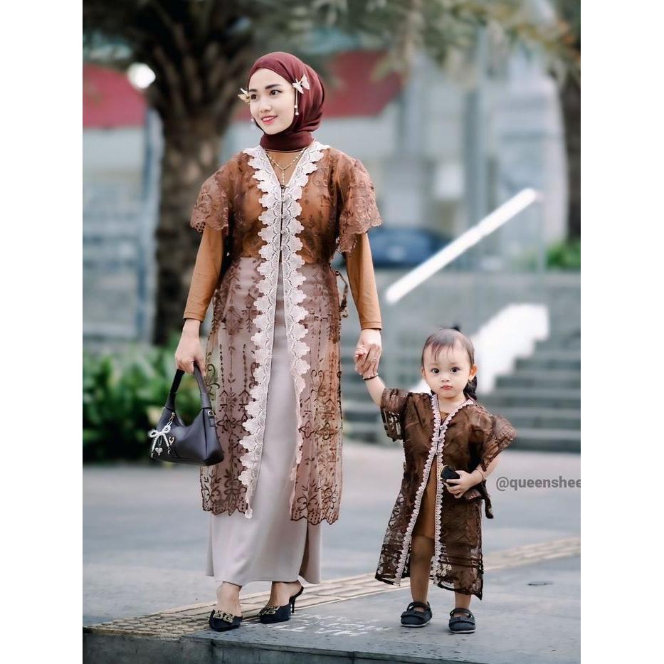 Premium [Harga Satuan] Outer Anak Perempuan Kekinian - Outer Dewasa Model Vest - Outer Brokat Tile -