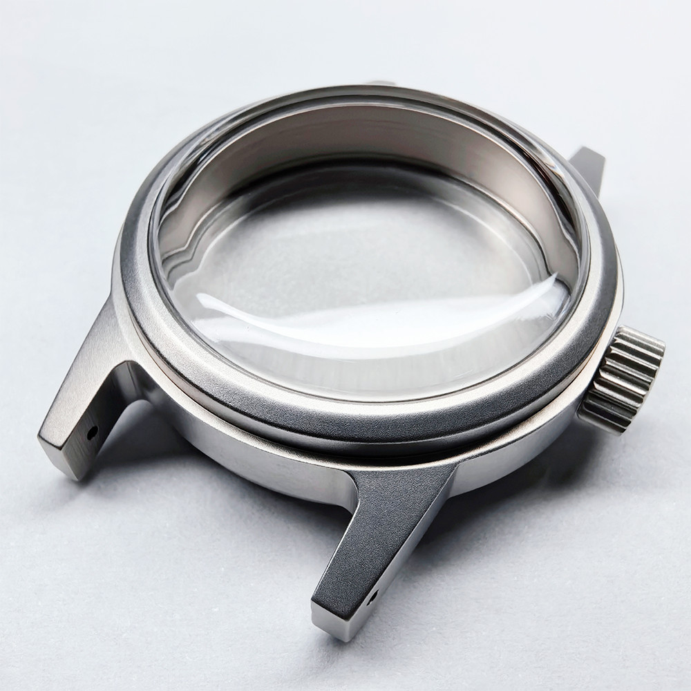 Vintage Military Style 36mm Stainless Steel Sandblast Watch Case Acrylic Glass 10Bar Water
