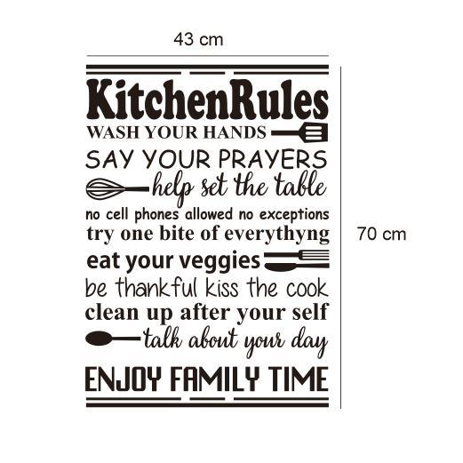 Top Wall Decor Stiker Kitchen Rules Hiasan Dinding Kaca Dapur Ruang Makan