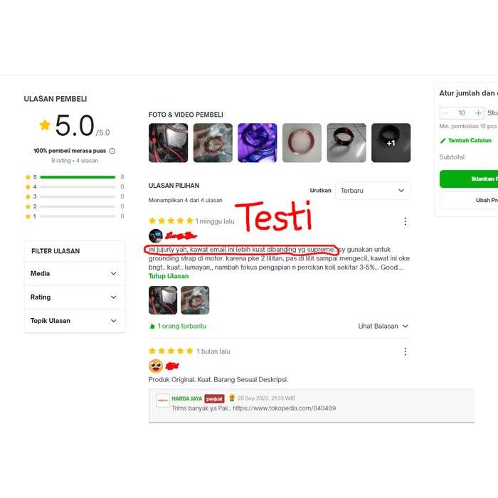 JTTOP" KAWAT EMAIL TEMBAGA 1MM - HARGA PER 1 ONS