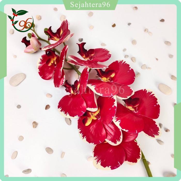 "New" Bunga Anggrek Bulan Latex Cabang 9 - 1 PCS Bunga Anggrek Artificial Bunga Plastik Import -