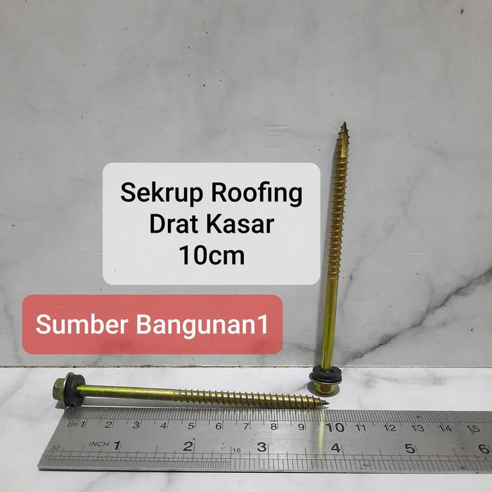"New" Skrup Roofing kayu drat kasar 10cm // (10 pcs) sekrup roofing kayu