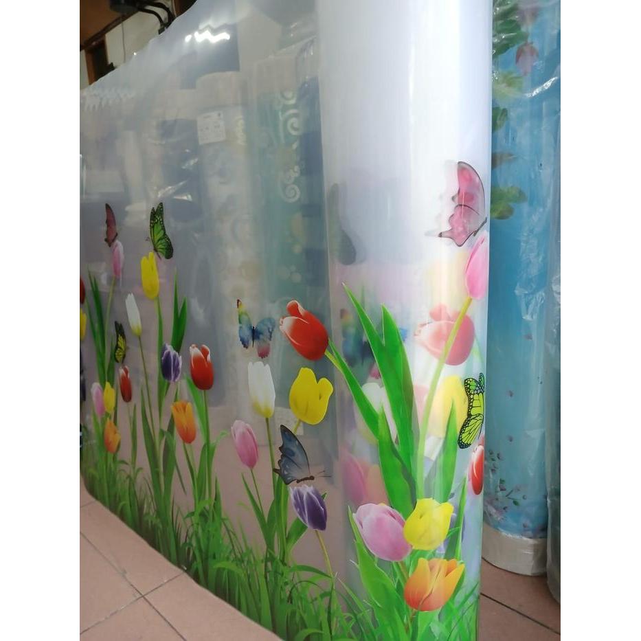 "New" Fiber Plastik Plat Penutup Pagar Motif Tulip Clear