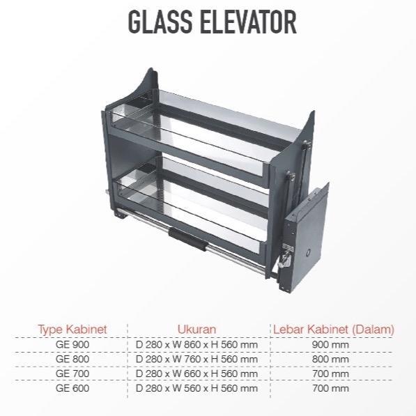 rak gelas dan mangkok pulldown multipurpose rak slow motion TMB GE60 (glass elevator -600)