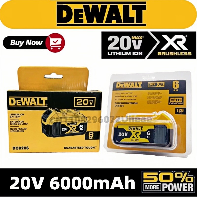 Original Dewalt 6Ah 20V Battery Replaceable Dcb184 Dcb200 Dcf892 Dcf845 Dcf850 Dcf911 Dcd800 Dcd805