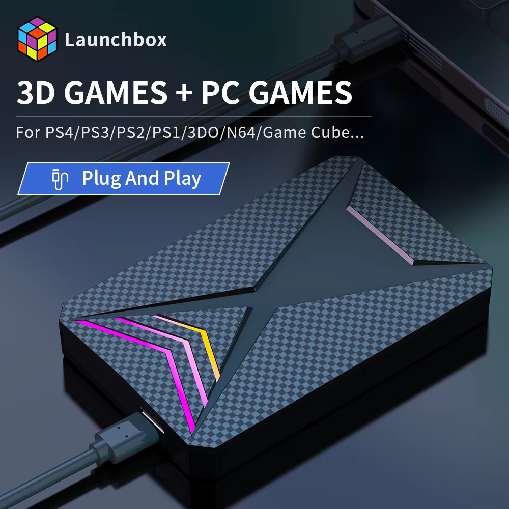 Launchbox 2T Portable Game Hard Dr With 4000+ 3D&Pc Games Emulator Gaming Hdd For