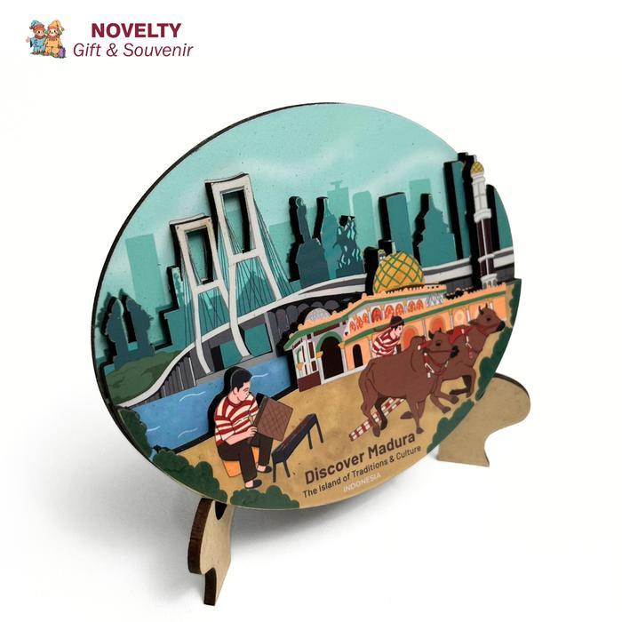 Souvenir Piring Magnet Kulkas Madura Jawa Timur Pajangan Oleh oleh Indonesia