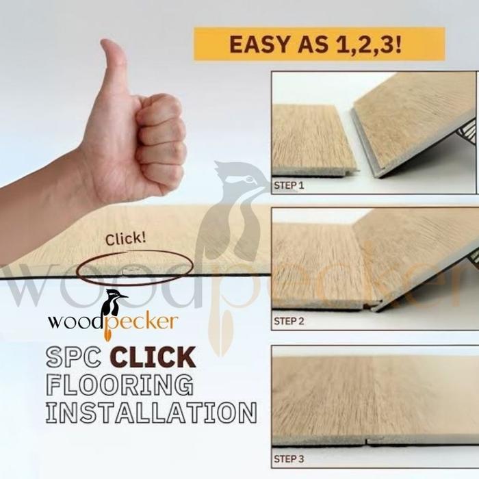 SPC Lantai SPC Flooring Lantai SPC WOODPECKER 5mm 1BOX (10PCS) Klik Sistem Tanpa Lem