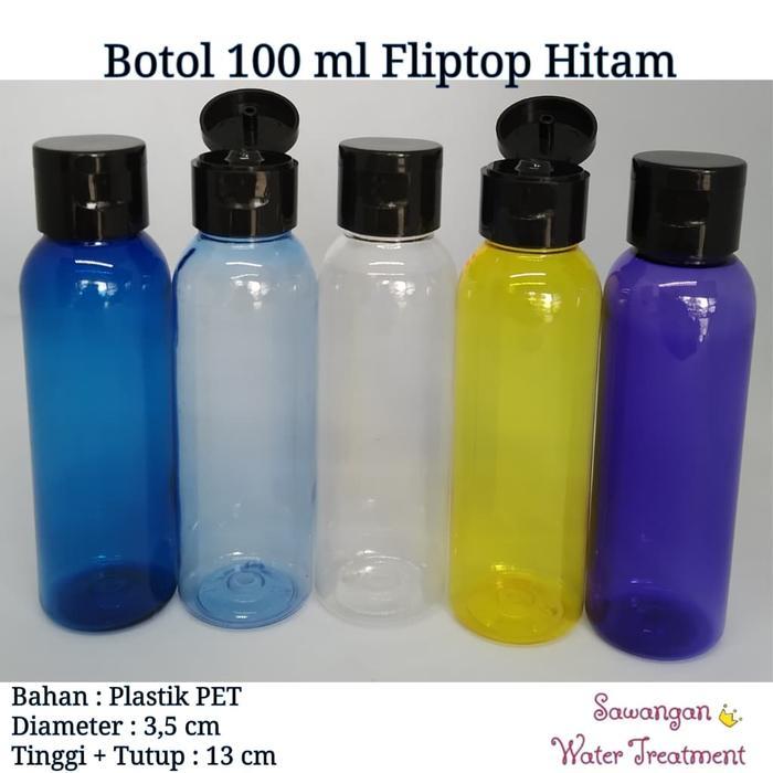 Botol 100 ml Fliptop HITAM / Botol Fliptop HITAM 100 ml