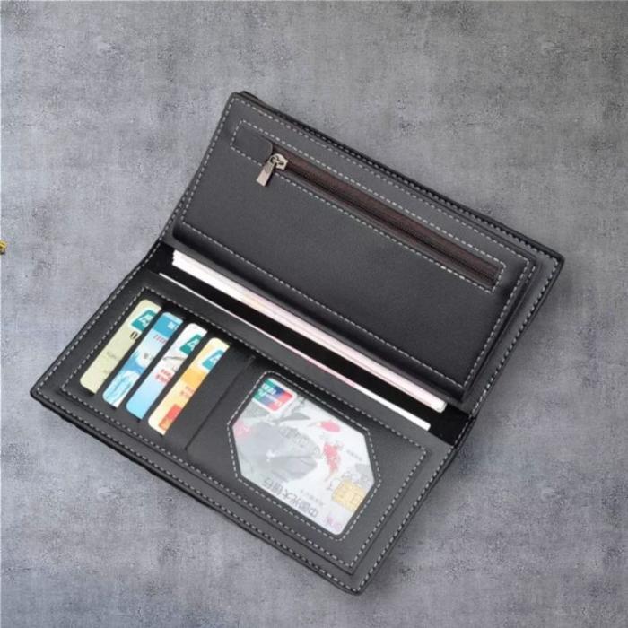 Dompet Panjang Lipat Bovis Kulit Pu Premium Quality Kartu Uang Cowok