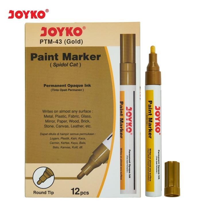 Paint Marker Joyko / Spidol Cat Putih Hitam Gold Silver - 1 Lusin Isi 12 Pcs Terpercaya
