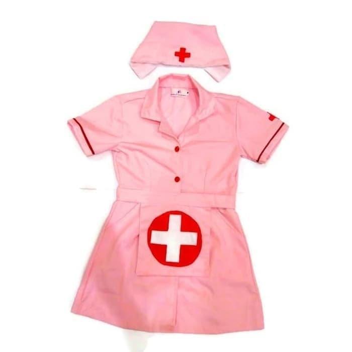 Baju Perawat Warna Pink Kostum Profesi Perawat Anak Perempuan Pink