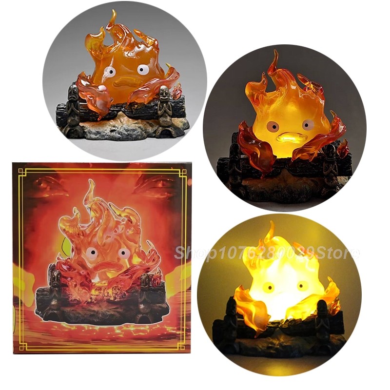 12Cm Calcifer Anime Figure Pvc El Breathing Lamp Gk El Toys Collection Home Decoration Gifts