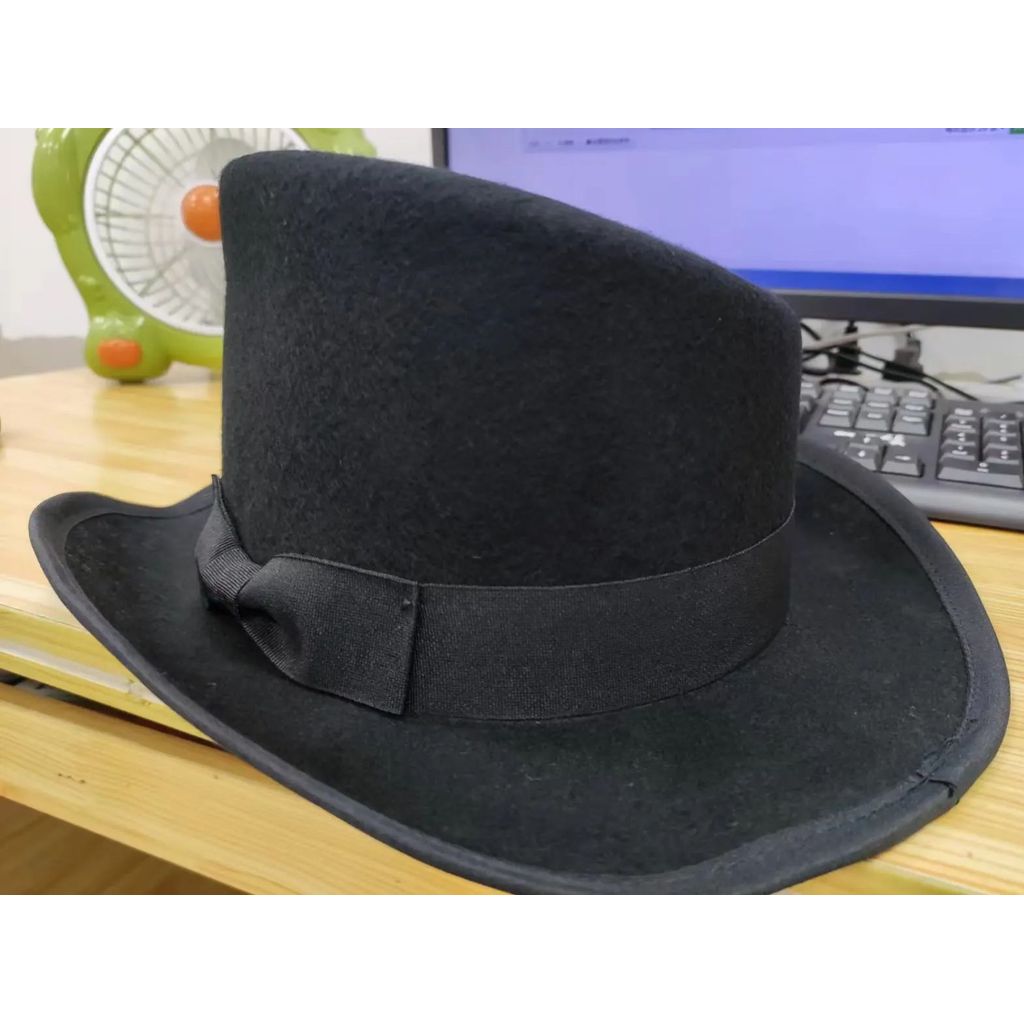 Cashmere Hat Asymmetric Top Hat Wool Hat Women Men Fashiona Formal Hat Ribbon Steam Punk Hats Men