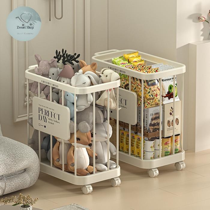 TERLARIS Troli Pakaian Kotor Keranjang Pakaian Kotor Pakaian Bersih Keranjang Serbaguna Keranjang