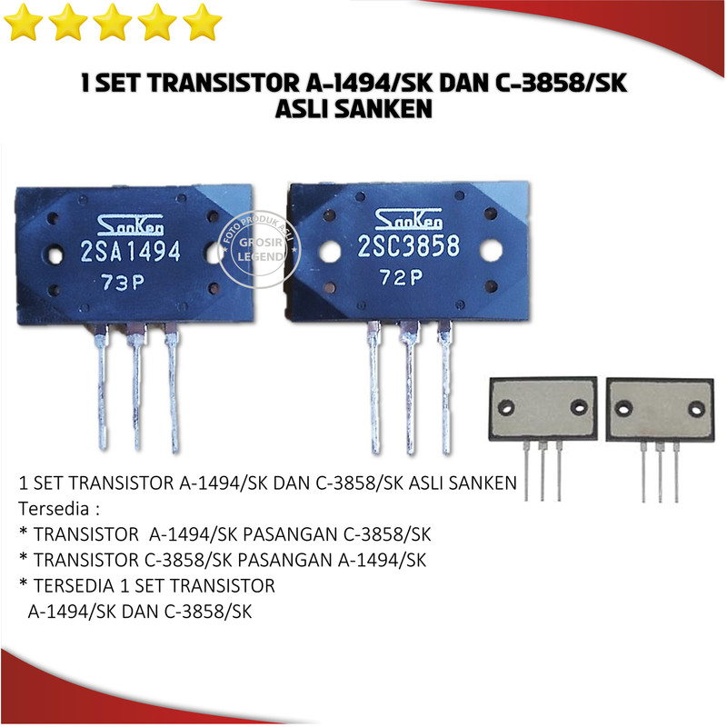 Transistor TR Sanken Asli Original A-1494/SK set dengan C-3858/SK