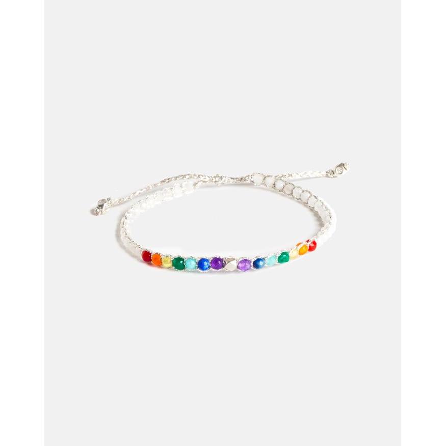 7 Chakras Moonstone Silver Bracelet for Women Aesthetic Samapura