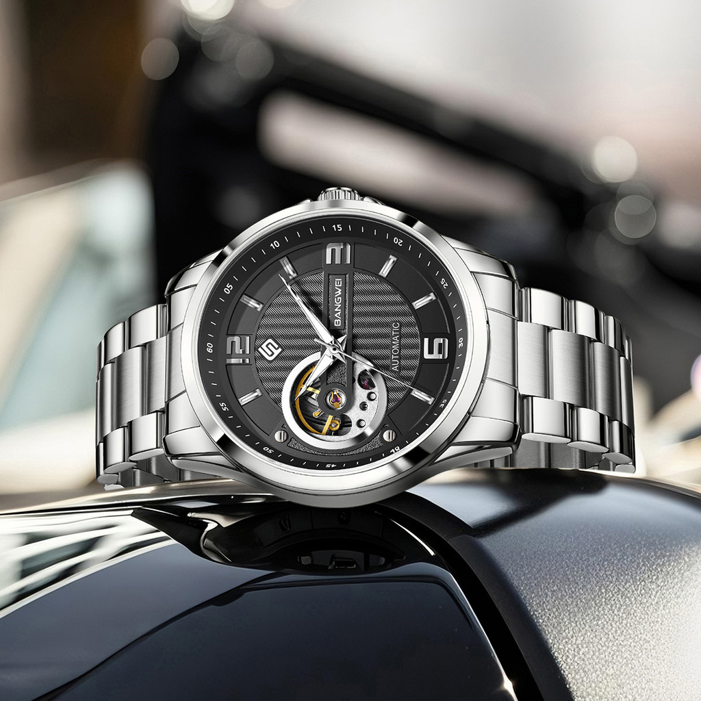 LIGE ORIGINAL LUXURY BRAND WATERPROOF TOURBILLON AUTOMATIC CLOCK STEEL SKELETON MECHANICAL MAN WATCH