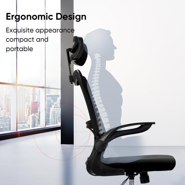 Deli Kursi Kantor / Kursi Kerja Jaring Dengan Senderan Kepala E492X