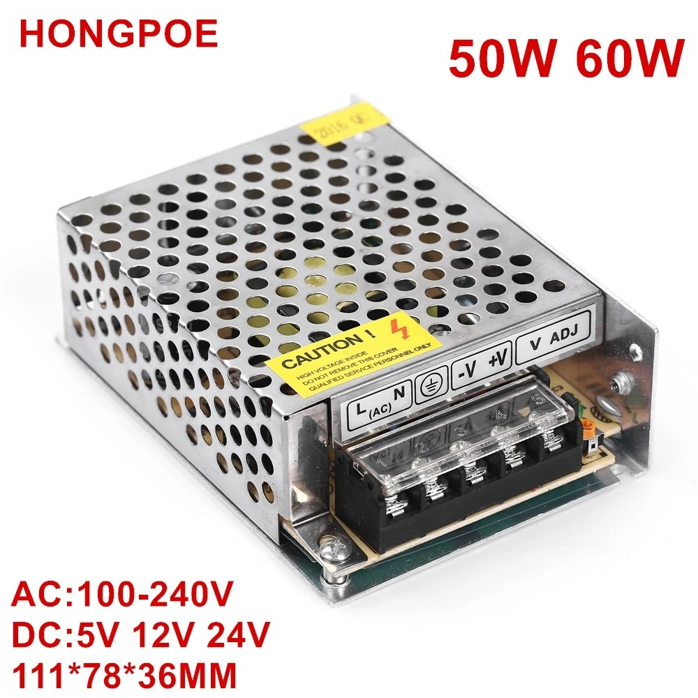 Switching Power Supply DC 5V 12V 24V 50W 60W 100W 120W Light Transformer AC 100-240V Source Adapter