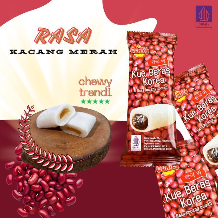 Halal Conley 10+4 Pcs Kue Beras Korea Mochi Lembut & Kenyal Isi Kacang Tebal Rasa Kacang Merah Hijau