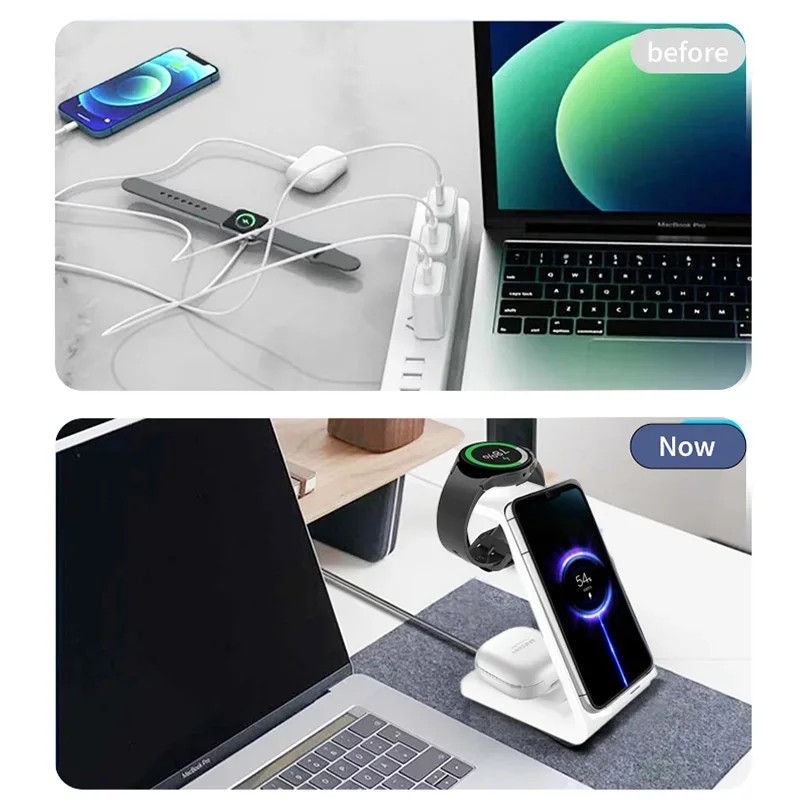 Vikefon 3 In 1 100W Travel Wireless Charger For Samsung Galaxy S23 Watch 6 Pro/5/4/3 Active Buds Pro