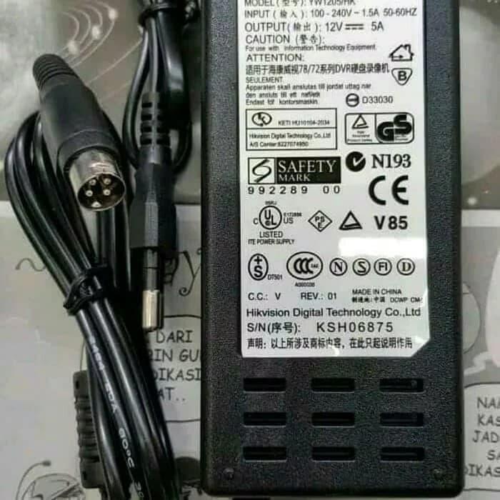 Adaptor Hikvision 12V 5A/Adaptor Cctv Hikvision