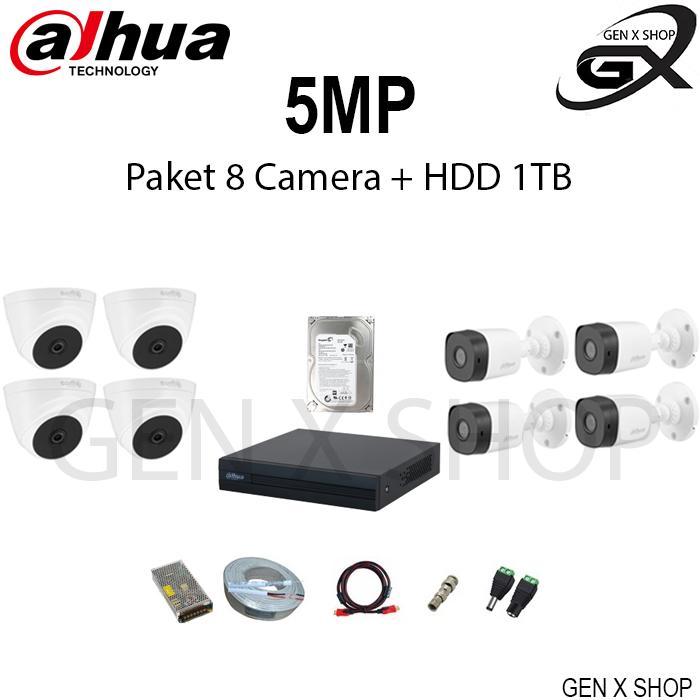 Paket Camera Cctv Dahua 5 Mp 8 Channel Bisa Merekam Suara Dan Colorfull / Cctv Indoor Dan Outdoor