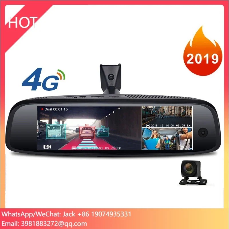 2019 New 2+32GB 3-CH Car DVR ADAS 4G Android Rearview Mirror FHD 1080P Special Bracket Auto DashCam