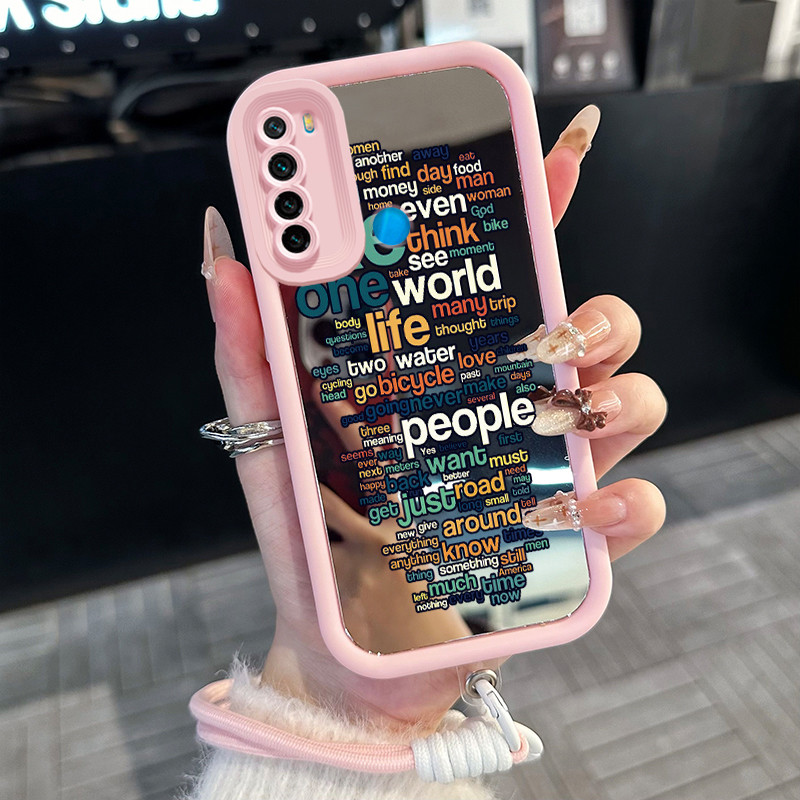 Casing Hp untuk Xiaomi Redmi Note 8 Note 8T Case Casing Teks pola Silikon Softcase Kasing HP tali ga